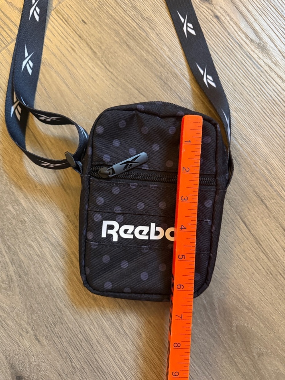 Reebok Black Polka Dot Crossbody Bag with Logo Strap - Picture 4 of 5